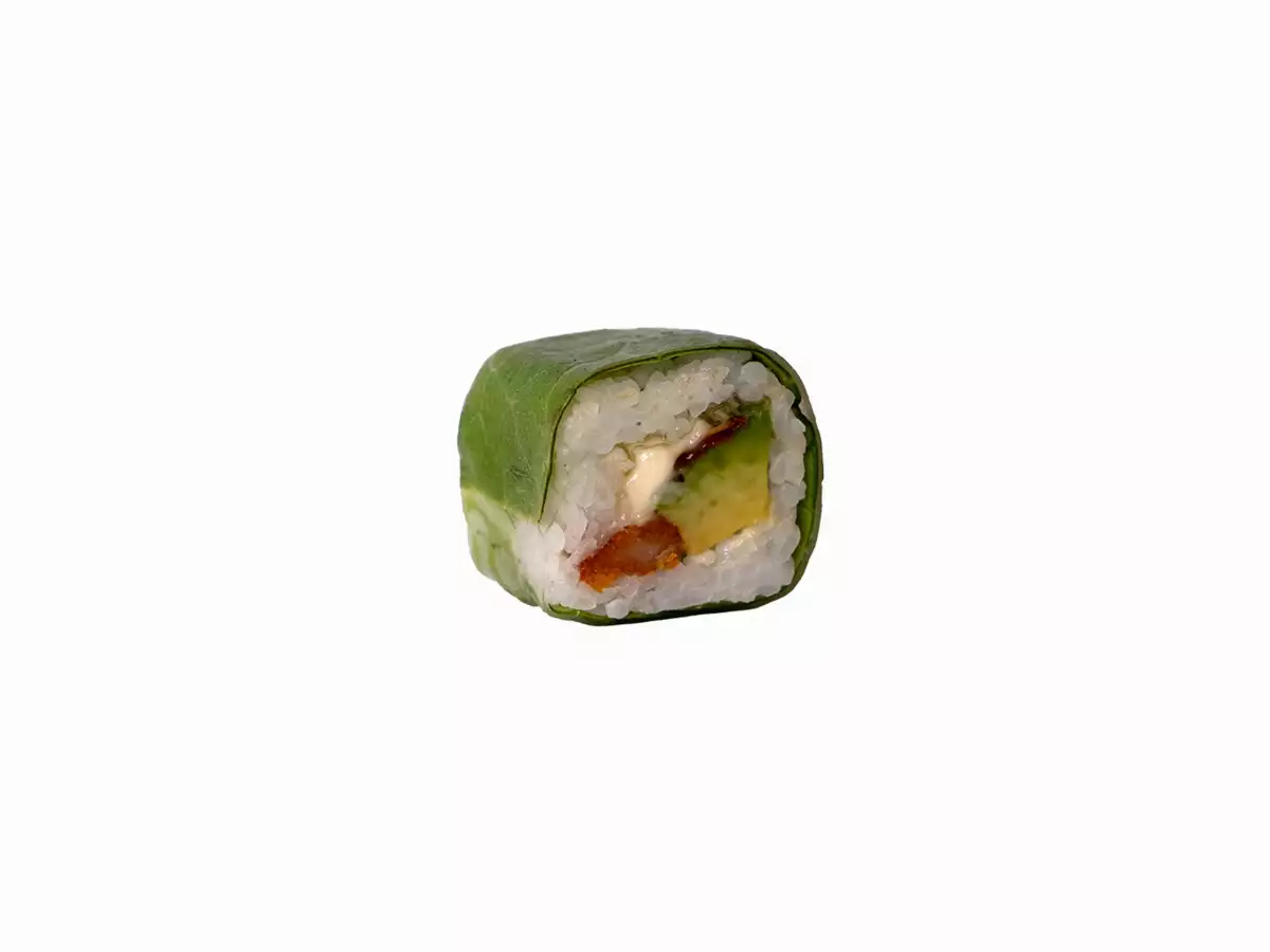 12-Spring rolls Poulet tempura avocat mayonnaise enroulé de salade verte
